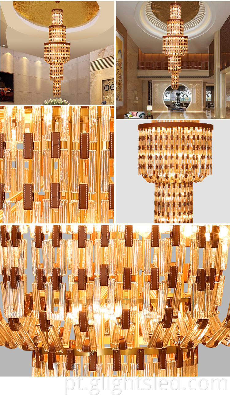 G-Lights Lobby de luxo personalizado e profissional para hotel em vidro lustre pendente